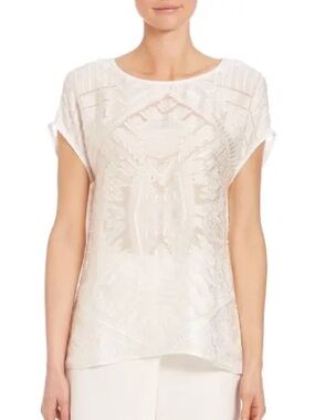 Lafayette 148 Nadette Blouse Size S White Silk Saks Fifth Avenue Worn Once